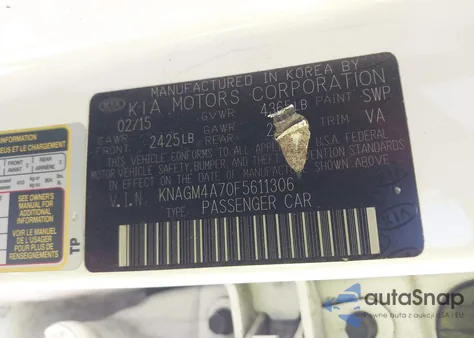 2015 Kia Optima Lx from USA, damaged, VIN KNAGM4A70F5611306